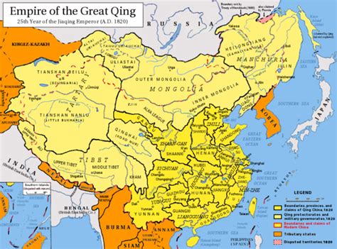 which areas paid tribute to qing china